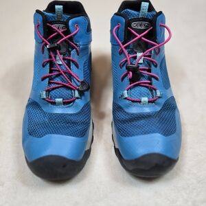 Keen Vibrant Blue Hiking Boots with Pink Accents